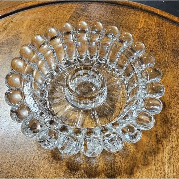 Vtg MCM Anchor Hocking Clear Boopie Bubble Glass Candle Holder w Candle EUC - Picture 1 of 8